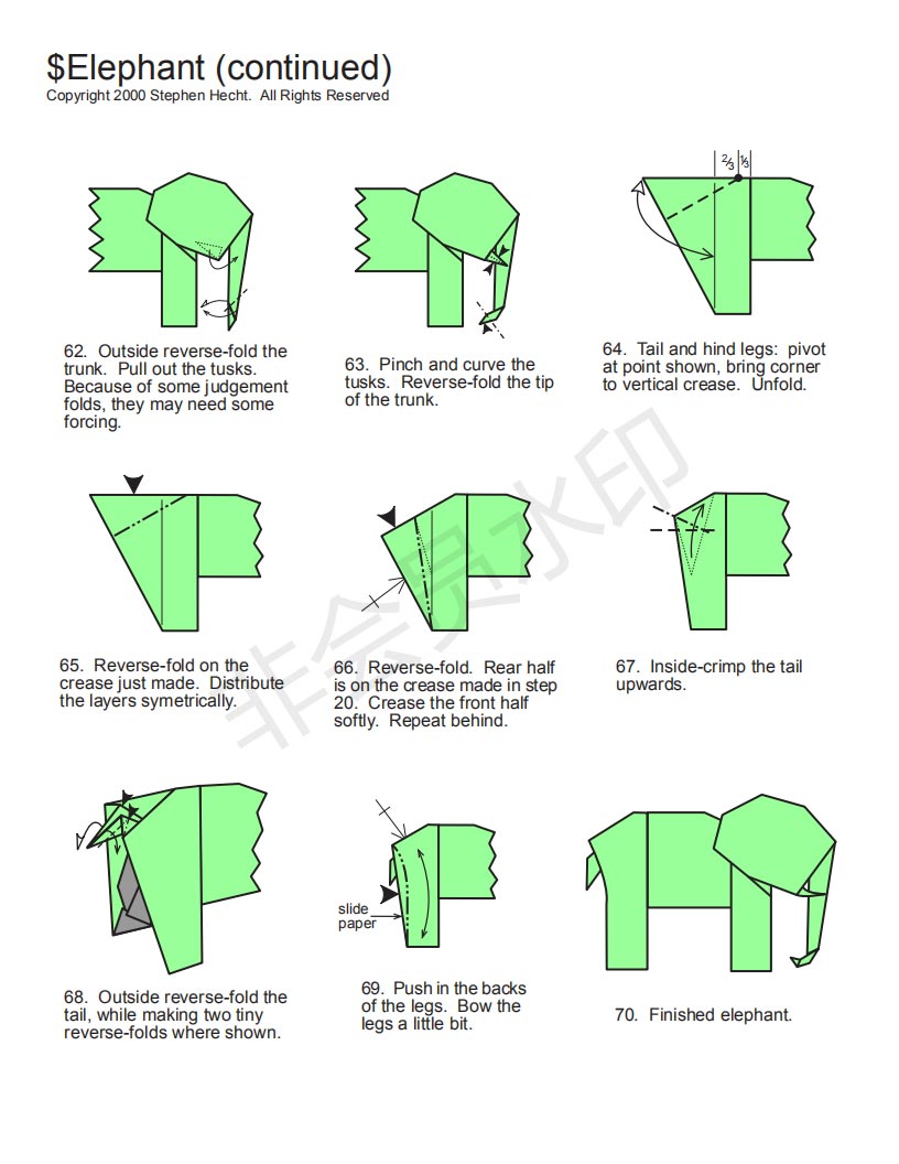 一美元纸币折叠大象大象折纸教程步骤图