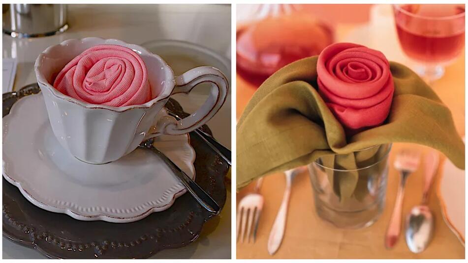 餐巾玫瑰花折法 怎么用餐巾折玫瑰花?