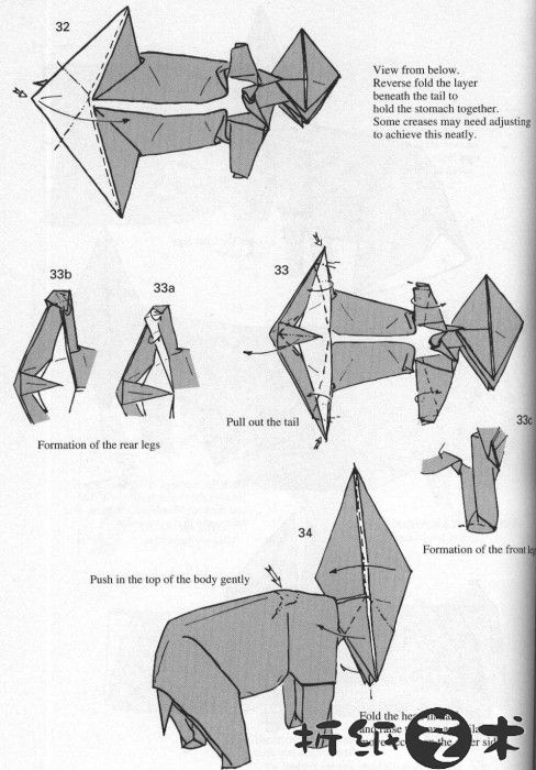 折纸大象的折纸图解教程帮助你更好的制作出漂亮的折纸大象