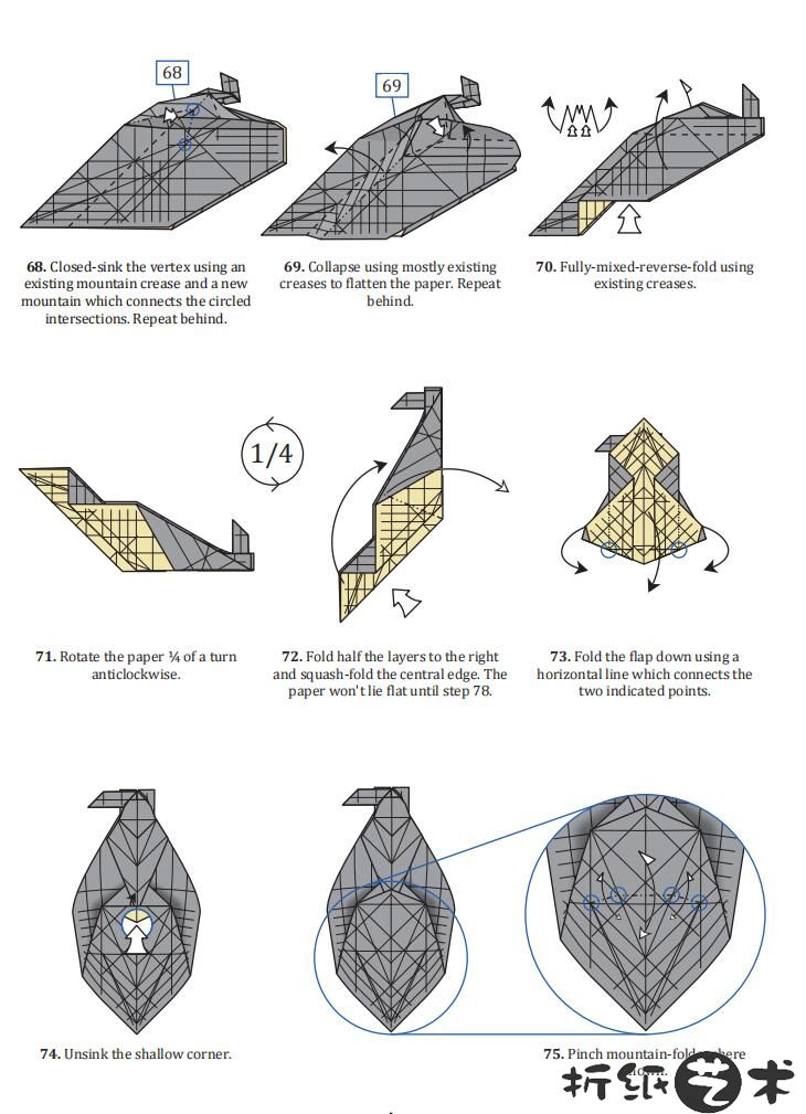 逼真狼折纸教程图解,幻想折纸狼折纸