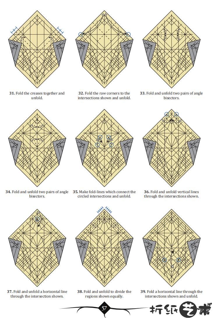 逼真狼折纸教程图解,幻想折纸狼折纸